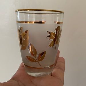 Libby glass cups with gold leaf set of 12